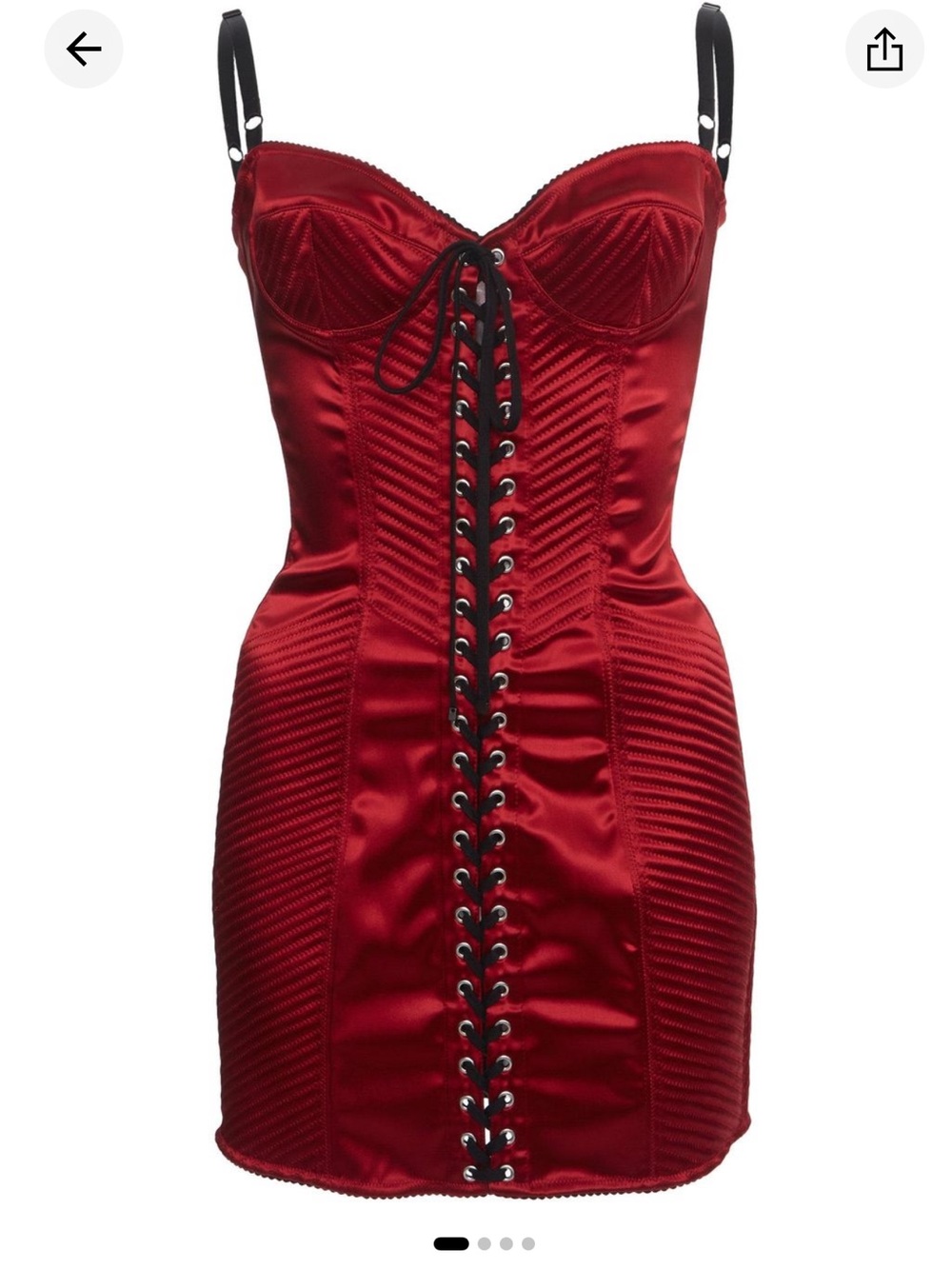 Dolce & Gabbana Satin Lace-Up Red Mini Dress